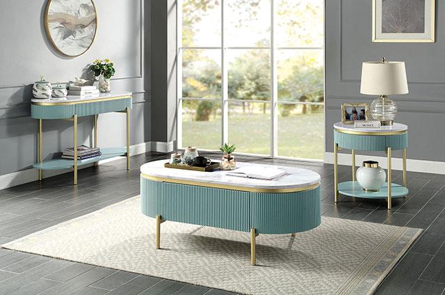 KOBLENZ Sofa Table, Light Teal - Inland Furniture (San Bernardino, CA)