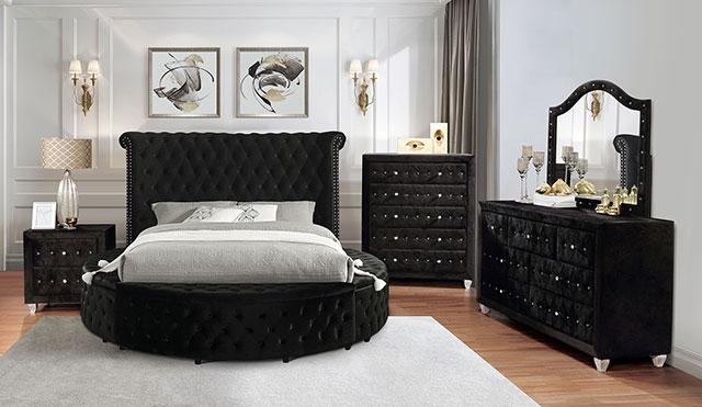 SANSOM E.King & Queen Bed, Black, Blue, & Grey - Inland Furniture (San Bernardino, CA)