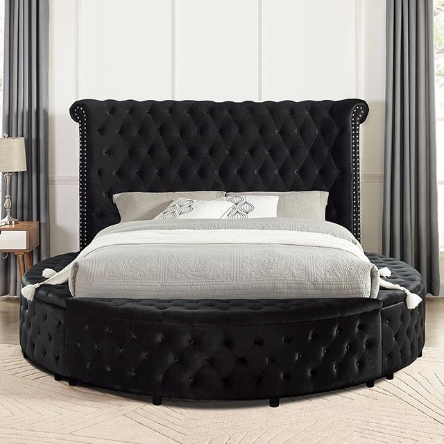 SANSOM E.King & Queen Bed, Black, Blue, & Grey - Inland Furniture (San Bernardino, CA)