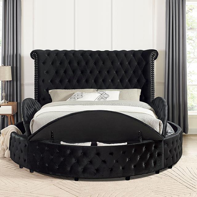 SANSOM E.King & Queen Bed, Black, Blue, & Grey - Inland Furniture (San Bernardino, CA)
