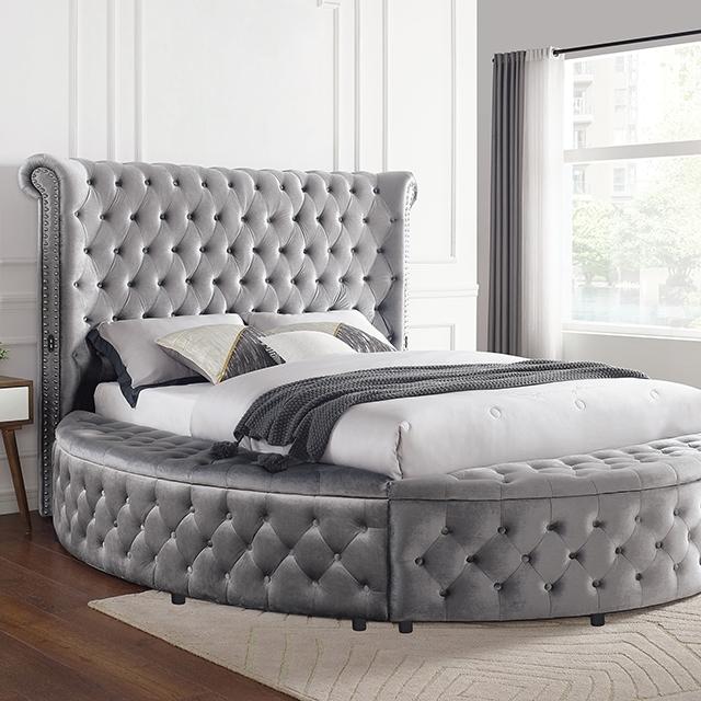 SANSOM E.King & Queen Bed, Black, Blue, & Grey - Inland Furniture (San Bernardino, CA)