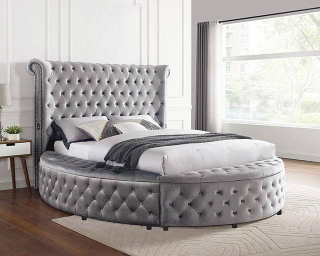 SANSOM E.King & Queen Bed, Black, Blue, & Grey - Inland Furniture (San Bernardino, CA)