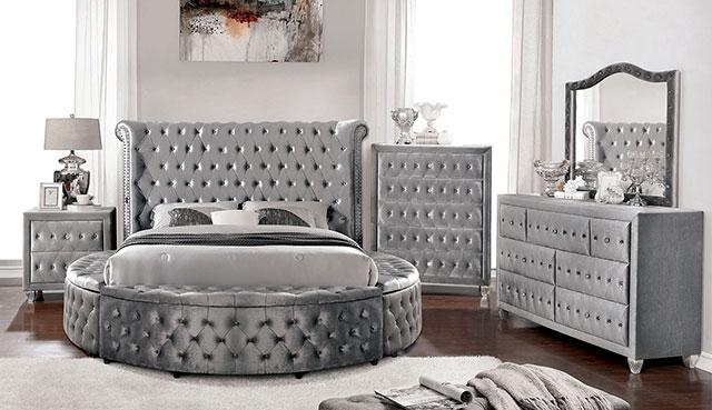 SANSOM E.King & Queen Bed, Black, Blue, & Grey - Inland Furniture (San Bernardino, CA)