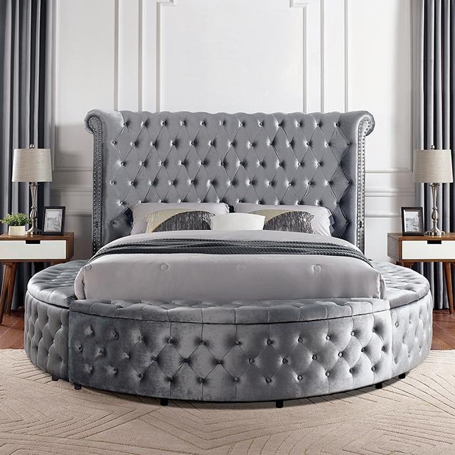 SANSOM E.King & Queen Bed, Black, Blue, & Grey - Inland Furniture (San Bernardino, CA)