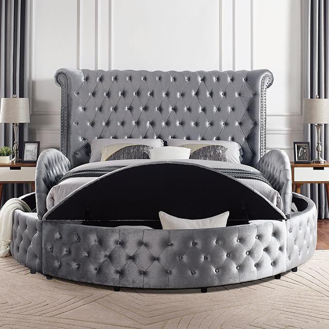 SANSOM E.King & Queen Bed, Black, Blue, & Grey - Inland Furniture (San Bernardino, CA)