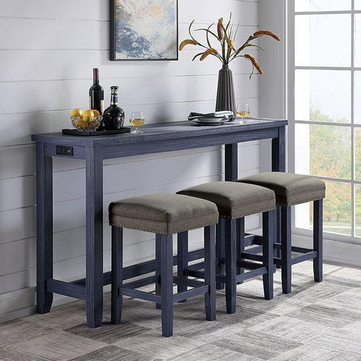 CAERLEON 4 Pc. Counter Ht. Table Set, Blue - Inland Furniture (San Bernardino, CA)