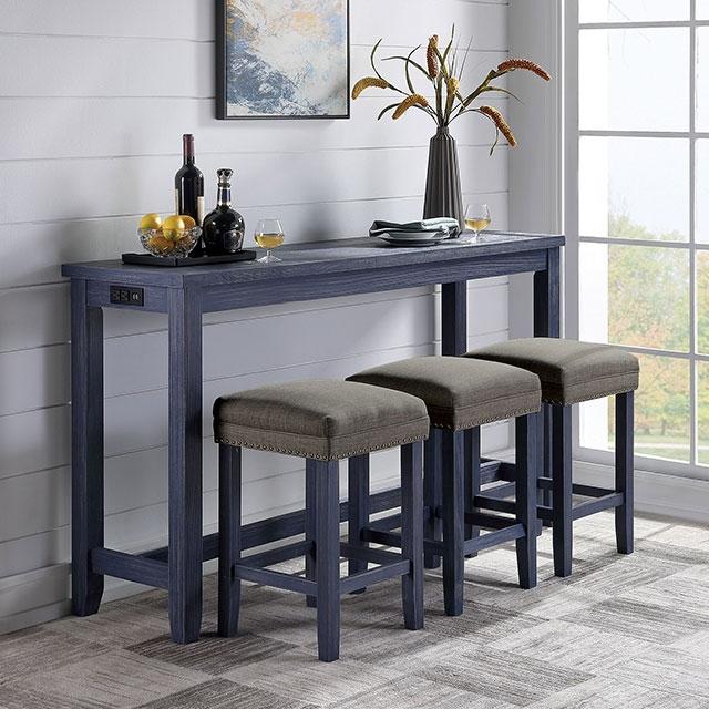 CAERLEON 4 Pc. Counter Ht. Table Set, Blue - Inland Furniture (San Bernardino, CA)