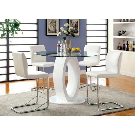 LODIA II White Round Counter Ht. Table - Inland Furniture (San Bernardino, CA)