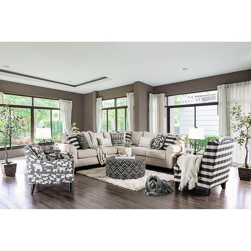 Patricia Ivory/Black Animal Pattern Chair - Inland Furniture (San Bernardino, CA)