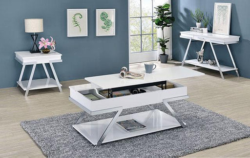 TITUS End Table, White/Chrome - Inland Furniture (San Bernardino, CA)
