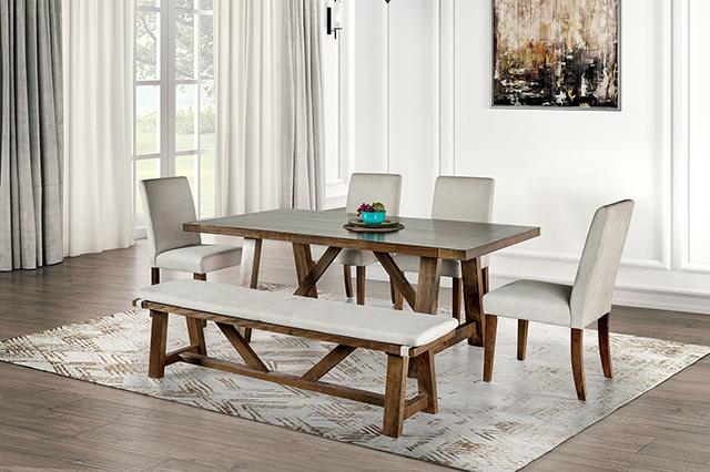 Losone Dining Table Set with Bench Rustic - Inland Furniture (San Bernardino, CA)