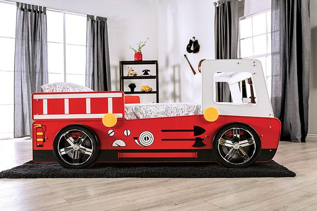FIERSTALL Twin Bed, Red - Inland Furniture (San Bernardino, CA)