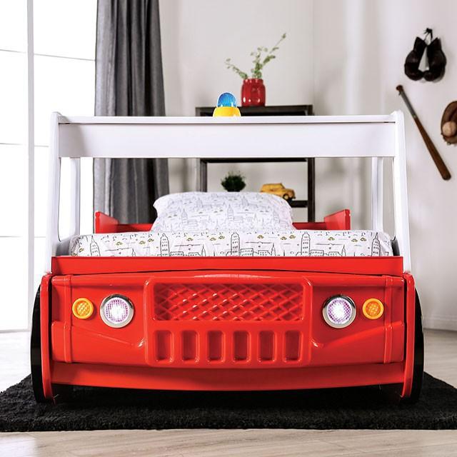 FIERSTALL Twin Bed, Red - Inland Furniture (San Bernardino, CA)