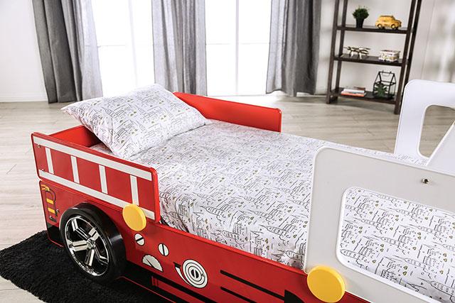 FIERSTALL Twin Bed, Red - Inland Furniture (San Bernardino, CA)
