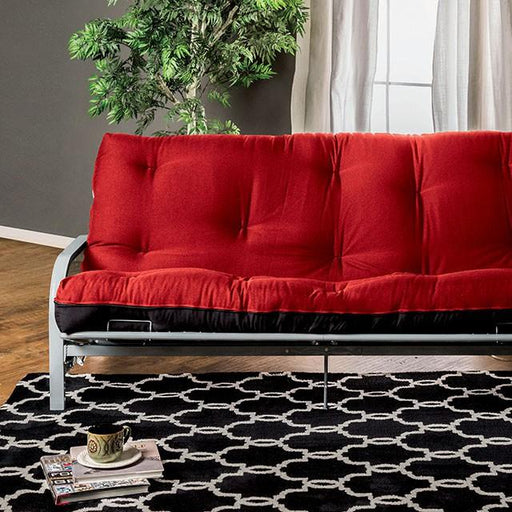 KNOX Red 8" Red/Black Futon Mattress w/ Inner Spring - Inland Furniture (San Bernardino, CA)