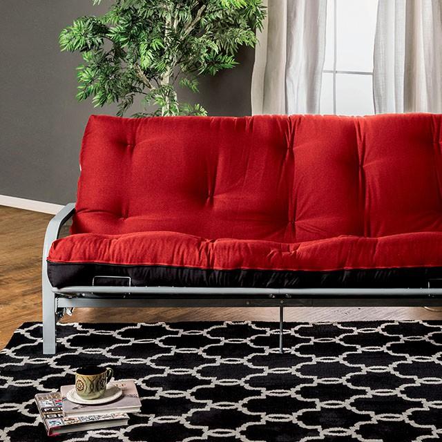 KNOX Red 8" Red/Black Futon Mattress w/ Inner Spring - Inland Furniture (San Bernardino, CA)