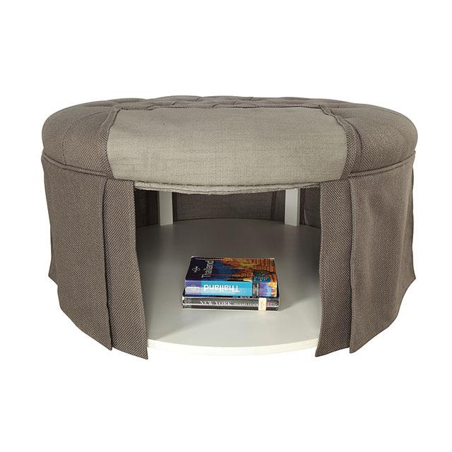 Claes Round Ottoman Gray - Inland Furniture (San Bernardino, CA)