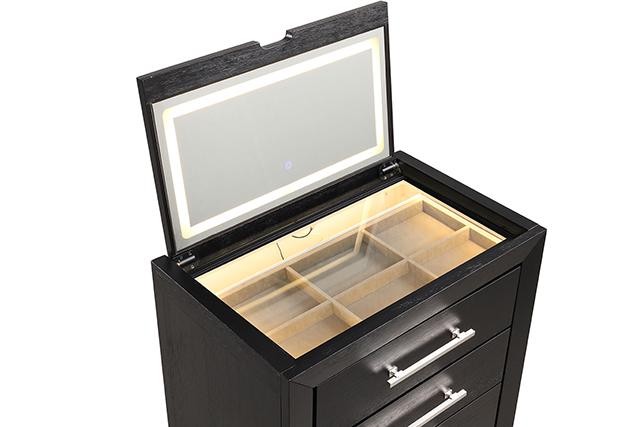 Ashbourne Bedside Vanity Set with Stool Contemporary - Inland Furniture (San Bernardino, CA)