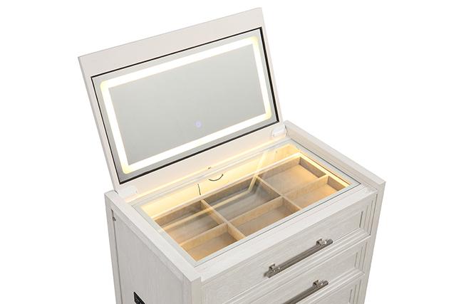 Ashbourne Bedside Vanity Set with Stool Contemporary - Inland Furniture (San Bernardino, CA)