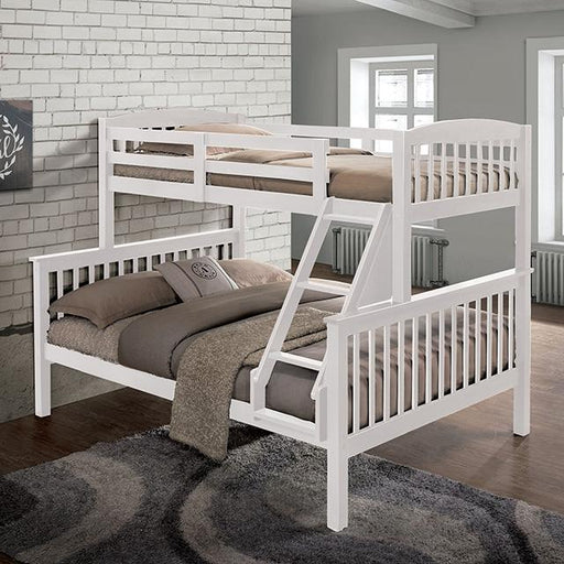 Brookings Twin/Full Bunk Bed White, Brown & Black - Inland Furniture (San Bernardino, CA)