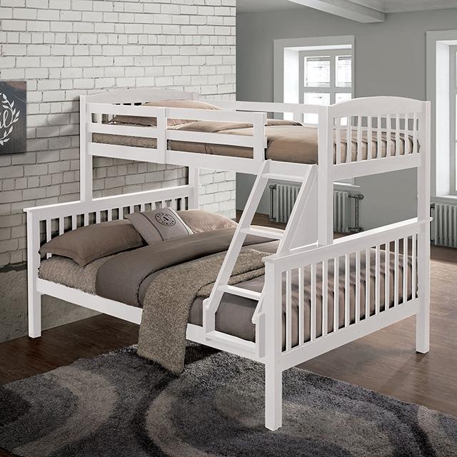 Brookings Twin/Full Bunk Bed White, Brown & Black - Inland Furniture (San Bernardino, CA)