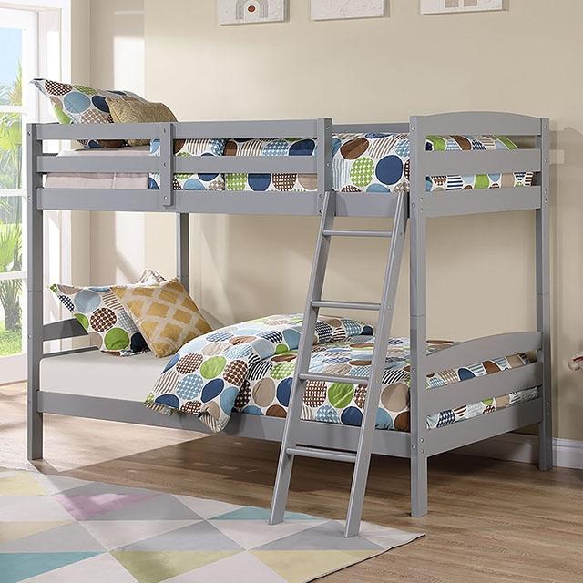 Candice Twin/Twin Bunk Bed White & Gray - Inland Furniture (San Bernardino, CA)