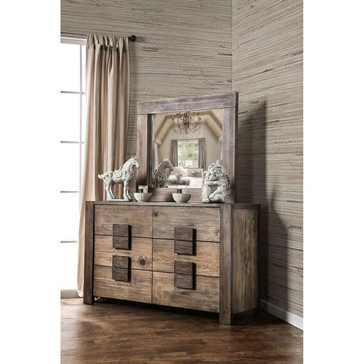 AVEIRO Rustic Natural Tone Mirror - Inland Furniture (San Bernardino, CA)