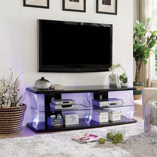 Ernst Black/Clear 60" TV Stand - Inland Furniture (San Bernardino, CA)