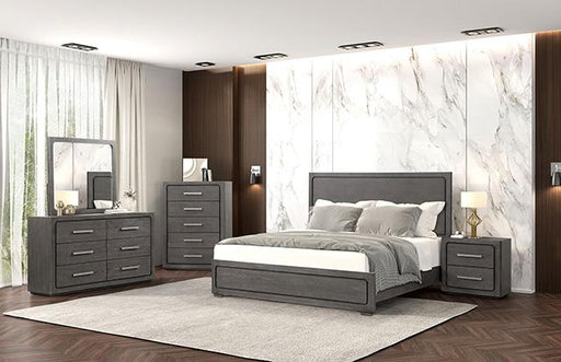 Crowthorne E.King & Queen Bed Grey & White - Inland Furniture (San Bernardino, CA)