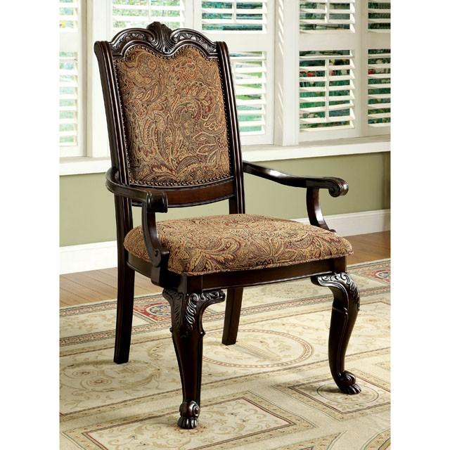 BELLAGIO Brown Cherry/Pattern Fabric Arm Chair (2/CTN) - Inland Furniture (San Bernardino, CA)