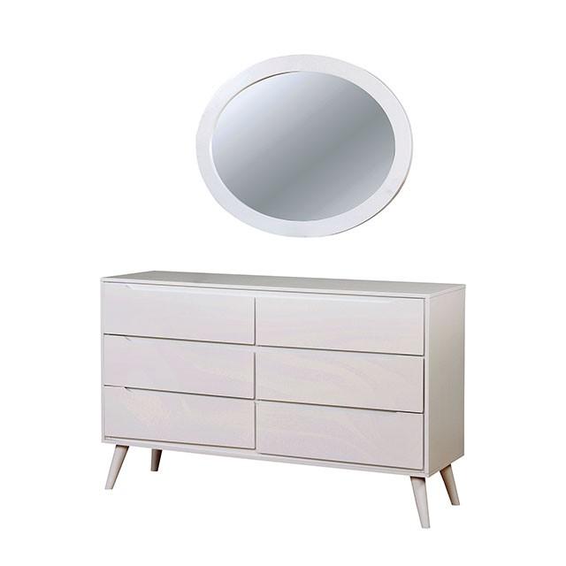 LENNART II White Oval Mirror - Inland Furniture (San Bernardino, CA)