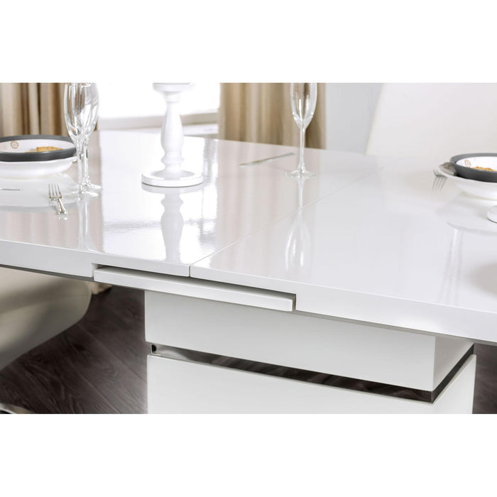 Midvale White/Chrome Dining Table - Inland Furniture (San Bernardino, CA)