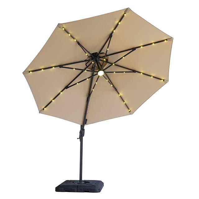Nuti 10 Ft Round Umbrella w/ LED Light + 37" Large Base - Inland Furniture (San Bernardino, CA)