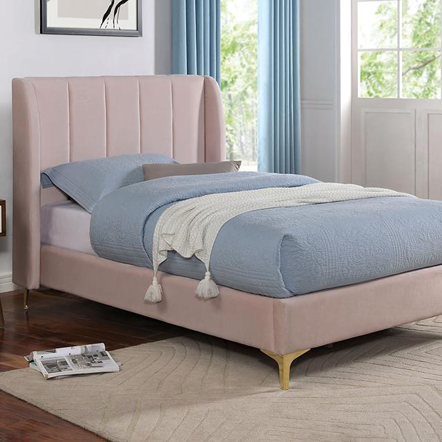 PEARL Full, Queen, & Twin Bed, Light Pink - Inland Furniture (San Bernardino, CA)