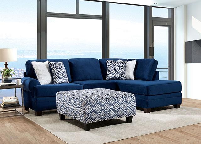 WALDPORT Sectional, Navy - Inland Furniture (San Bernardino, CA)