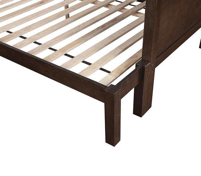STAMOS Full/Full, Twin/Full, & Twin/twin Bunk Bed, Walnut - Inland Furniture (San Bernardino, CA)