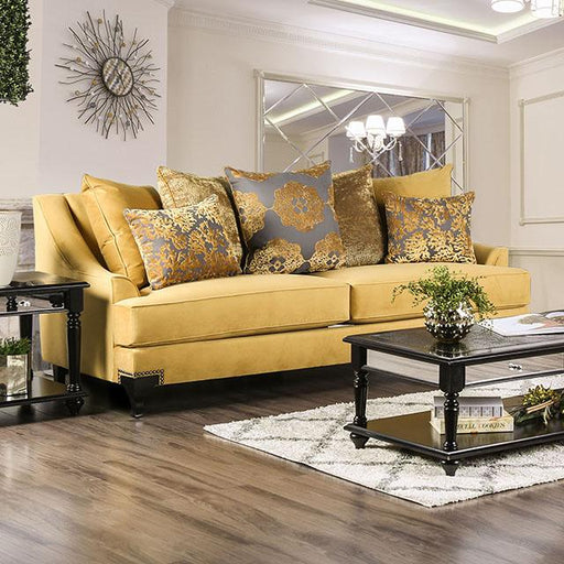Viscontti Gold/Gray Sofa, Gold - Inland Furniture (San Bernardino, CA)