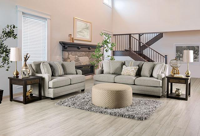 STEPHNEY Ottoman, Gray/Gold - Inland Furniture (San Bernardino, CA)