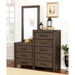 Rexburg Wire-Brushed Rustic Brown 8-Drawer Dresser Mirror - Inland Furniture (San Bernardino, CA)