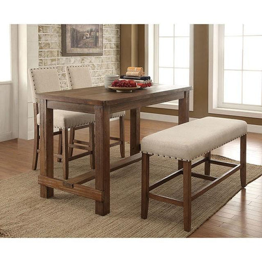 SANIA Rustic Oak Counter Ht. Bench - Inland Furniture (San Bernardino, CA)
