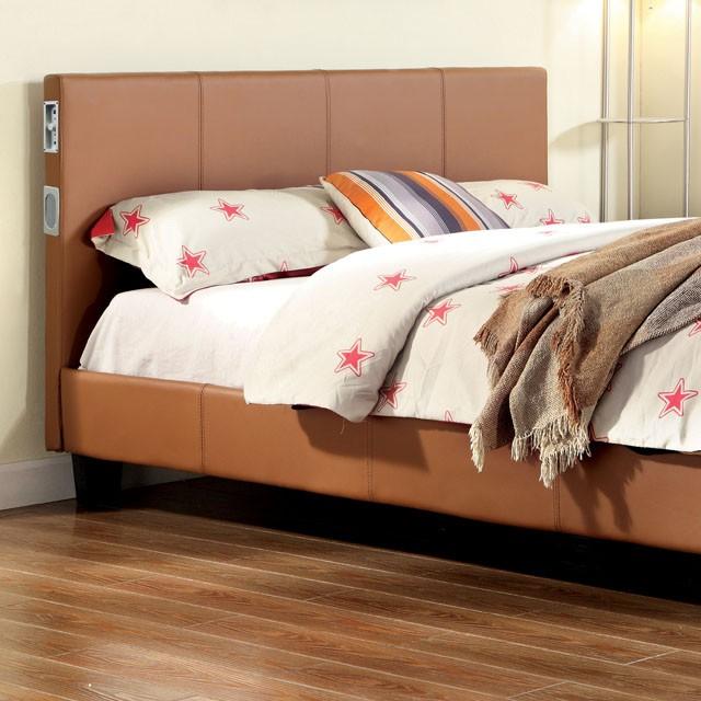 Evans E.King & Cal.King Bed Espressso, White, & Camel - Inland Furniture (San Bernardino, CA)