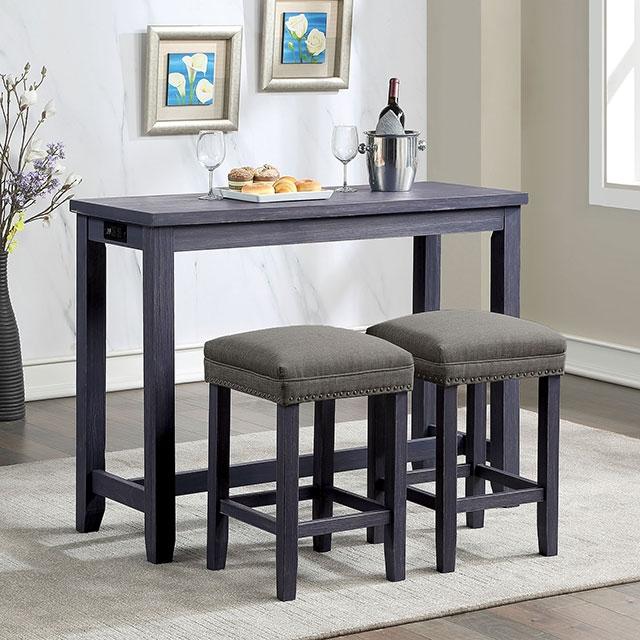 CAERLEON 3 Pc. Counter Ht. Table Set, Blue - Inland Furniture (San Bernardino, CA)