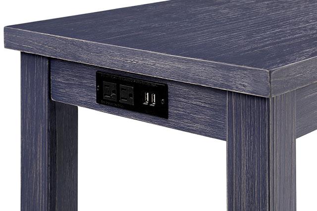 CAERLEON 3 Pc. Counter Ht. Table Set, Blue - Inland Furniture (San Bernardino, CA)