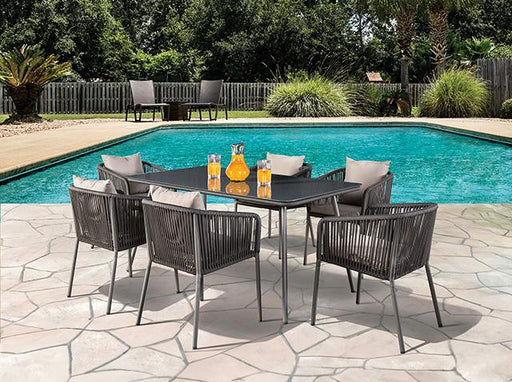 Tushari 8 Pc. Outdoor Dining Set - Inland Furniture (San Bernardino, CA)
