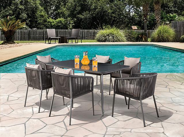 Tushari 8 Pc. Outdoor Dining Set - Inland Furniture (San Bernardino, CA)