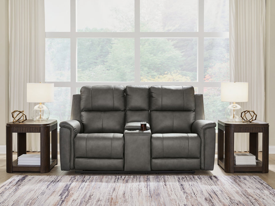 Bleckley Power Reclining Loveseat with Console - Inland Furniture (San Bernardino, CA)