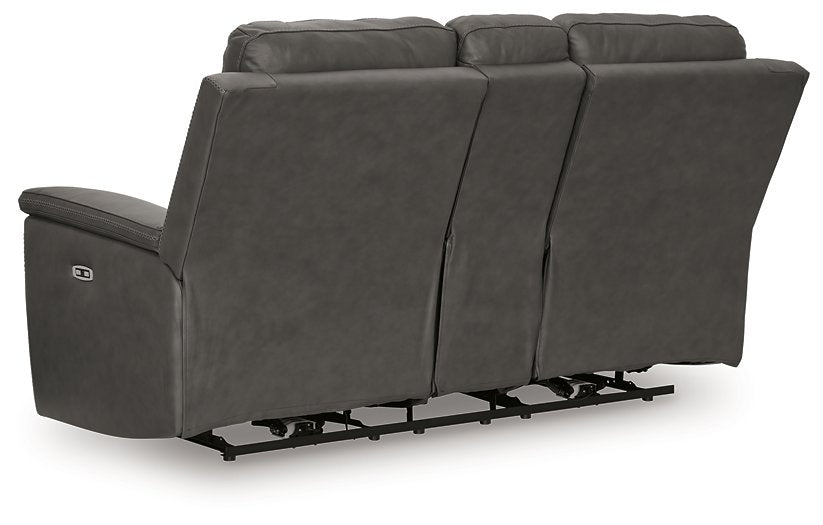 Bleckley Power Reclining Loveseat with Console - Inland Furniture (San Bernardino, CA)