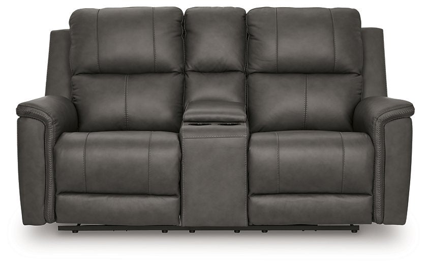 Bleckley Power Reclining Loveseat with Console - Inland Furniture (San Bernardino, CA)