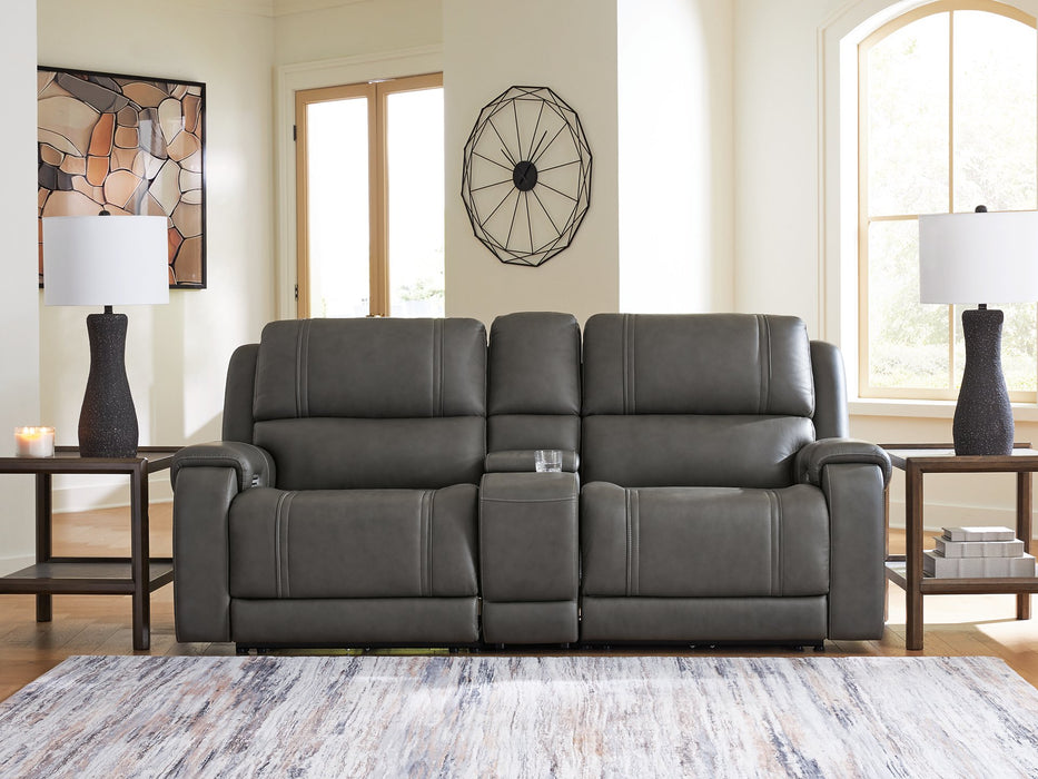 5Z - Pittson Power Reclining Sectional Loveseat with Console - Inland Furniture (San Bernardino, CA)
