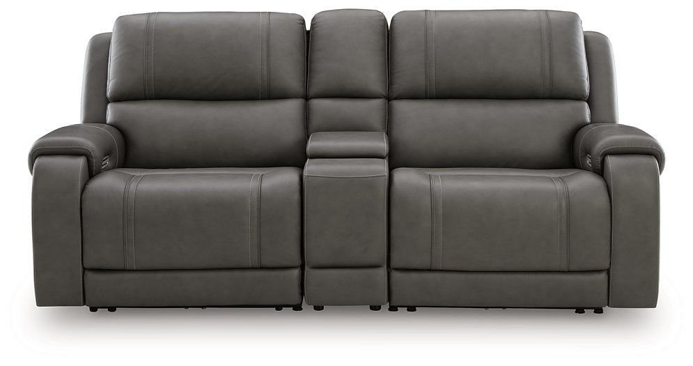 5Z - Pittson Power Reclining Sectional Loveseat with Console - Inland Furniture (San Bernardino, CA)